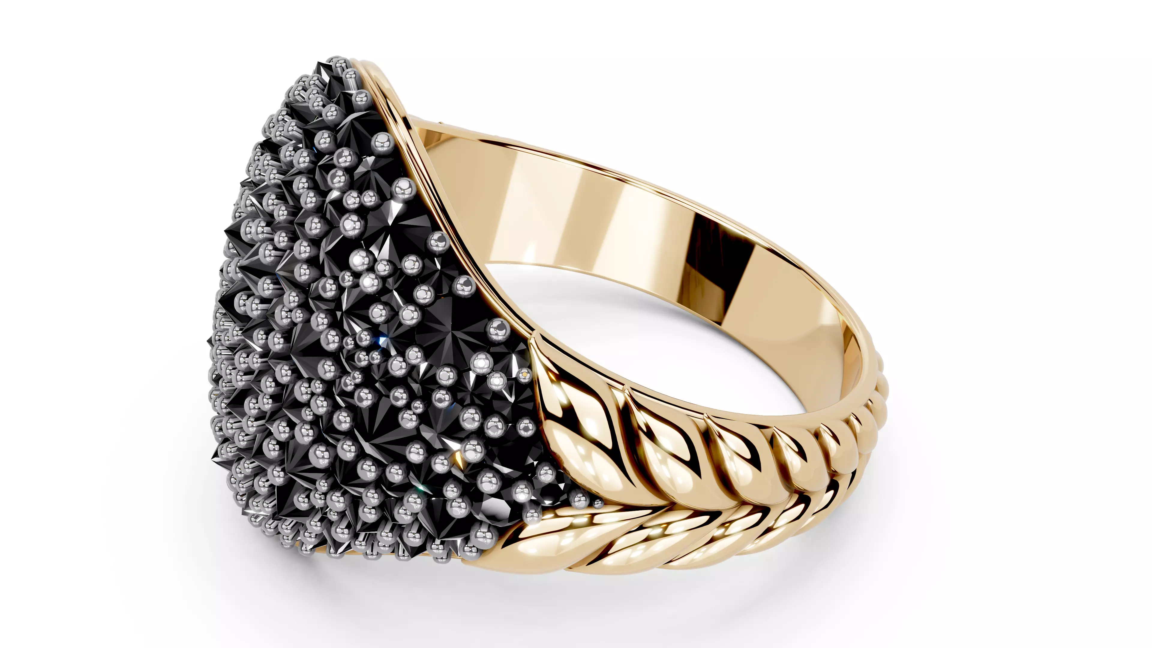 Reverse Set Pave Pinky Ring 3D print model_4