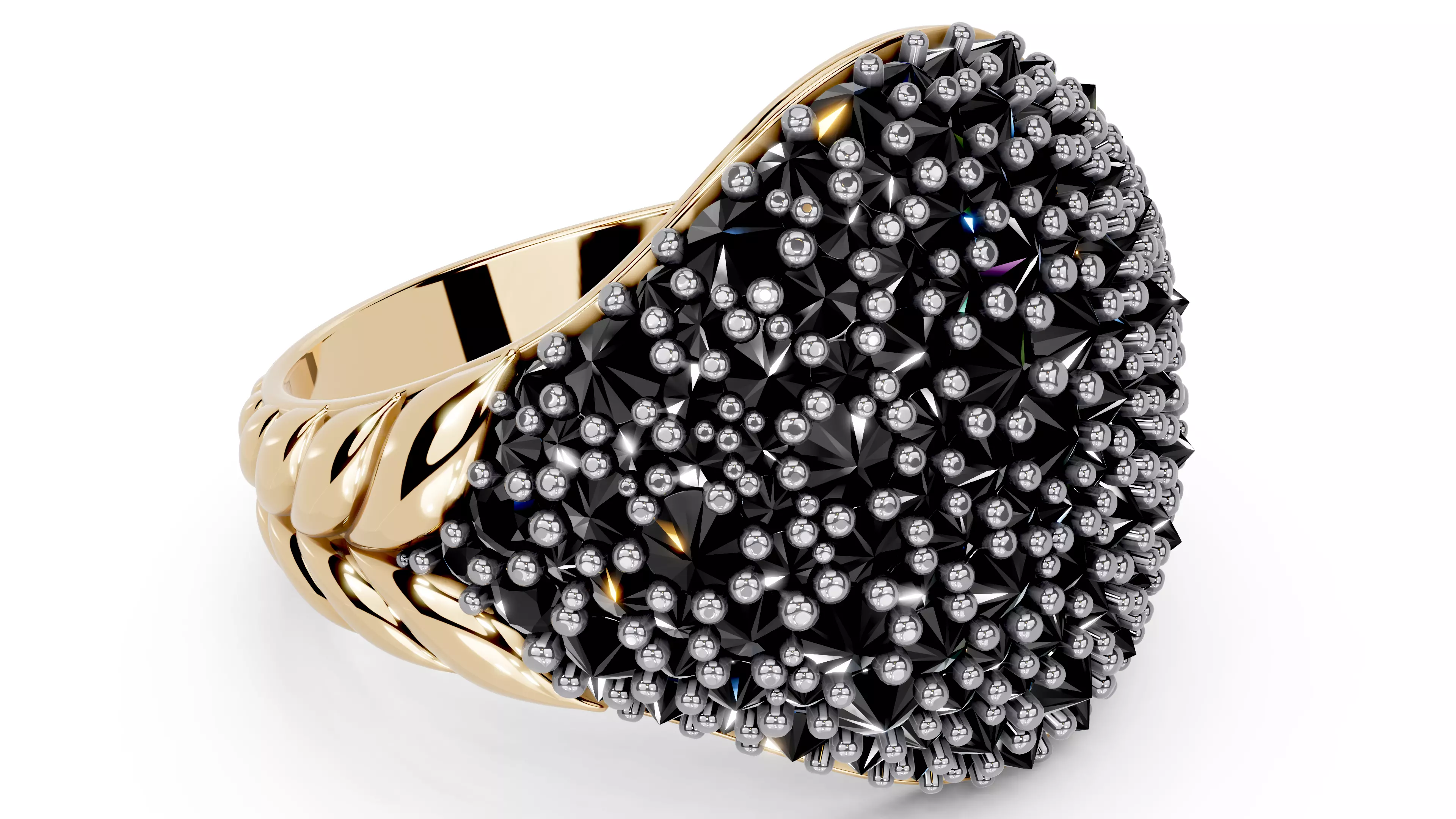 Reverse Set Pave Pinky Ring 3D print model_14