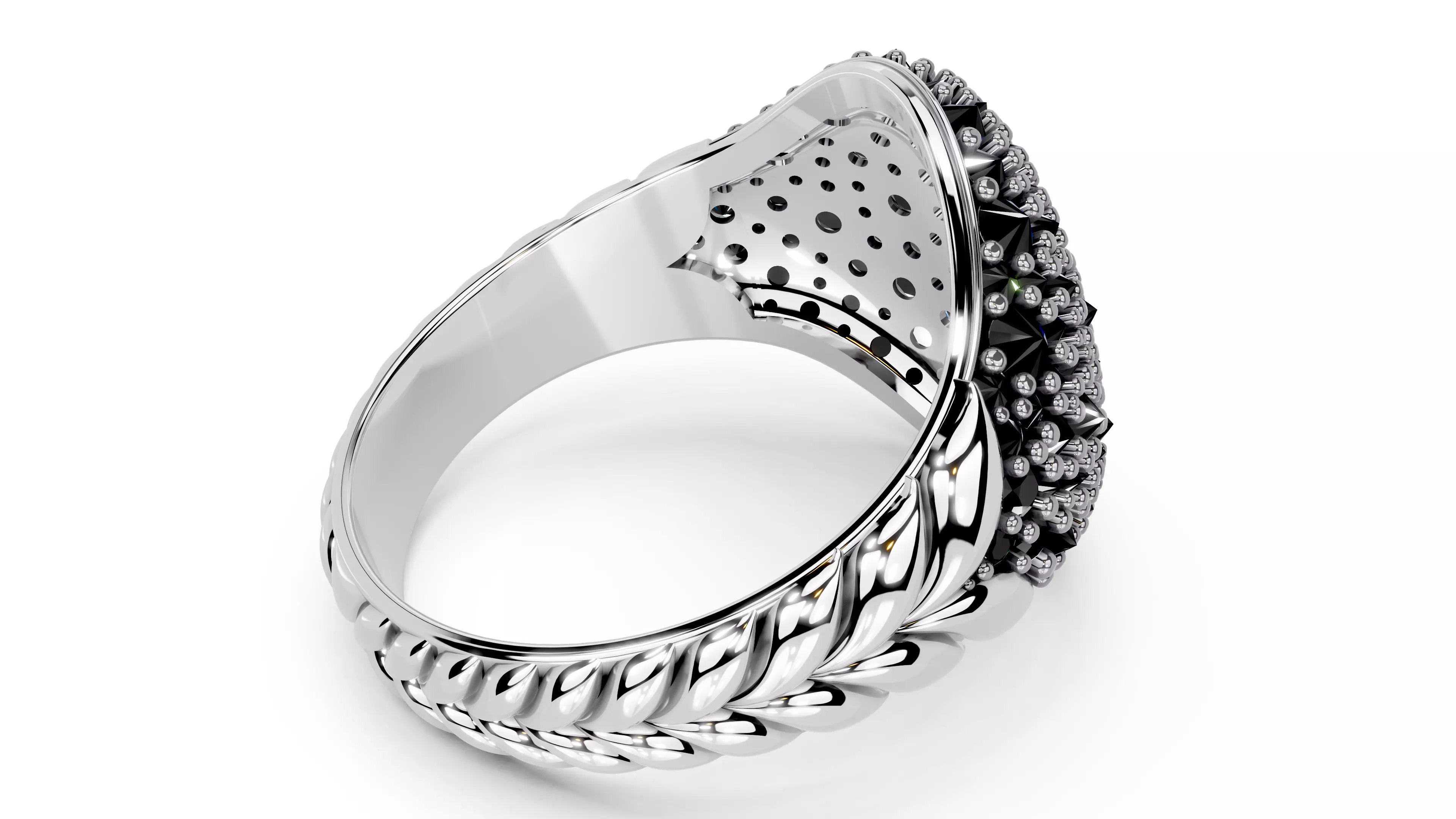 Reverse Set Pave Pinky Ring 3D print model_11