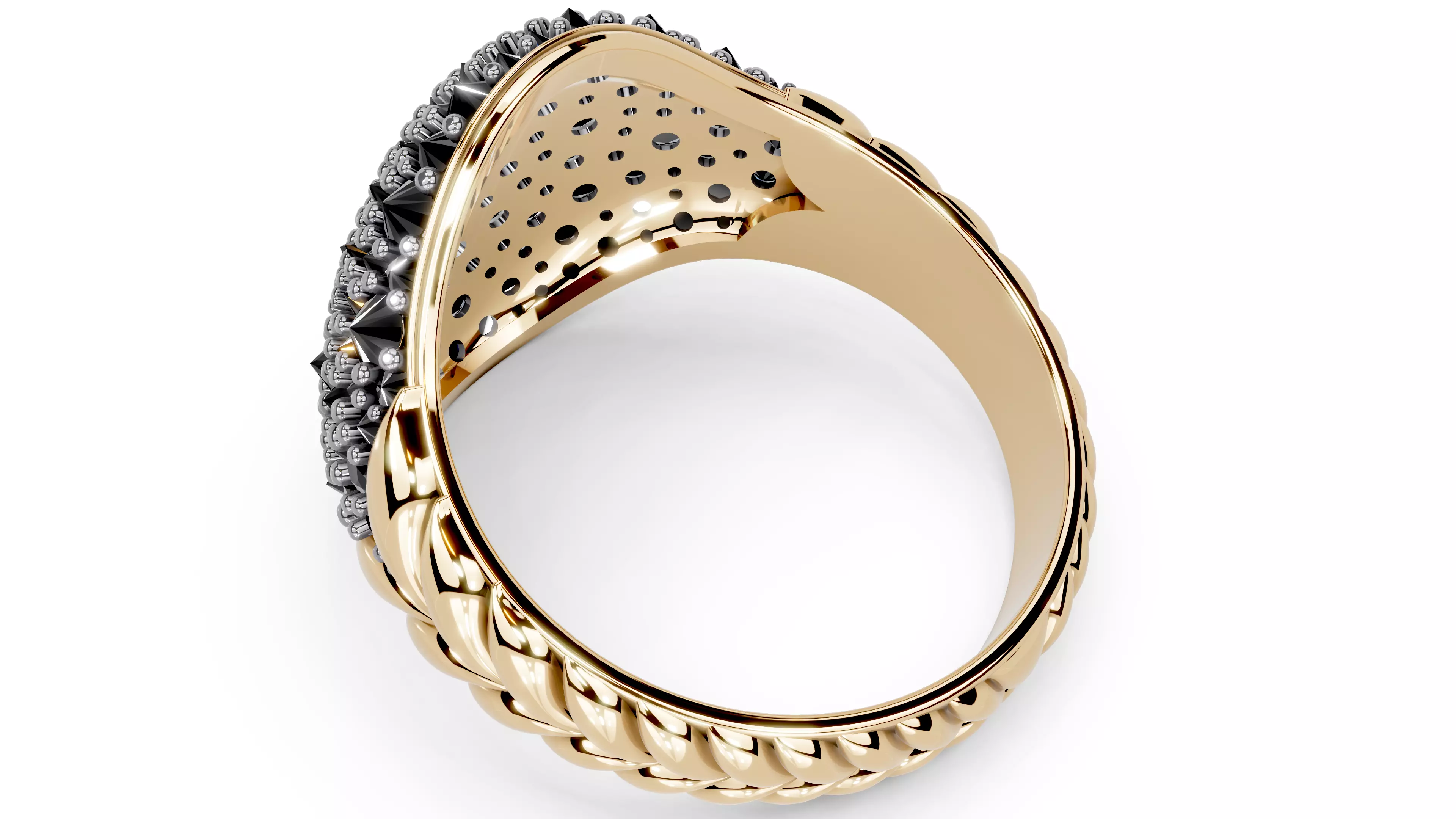 Reverse Set Pave Pinky Ring 3D print model_6