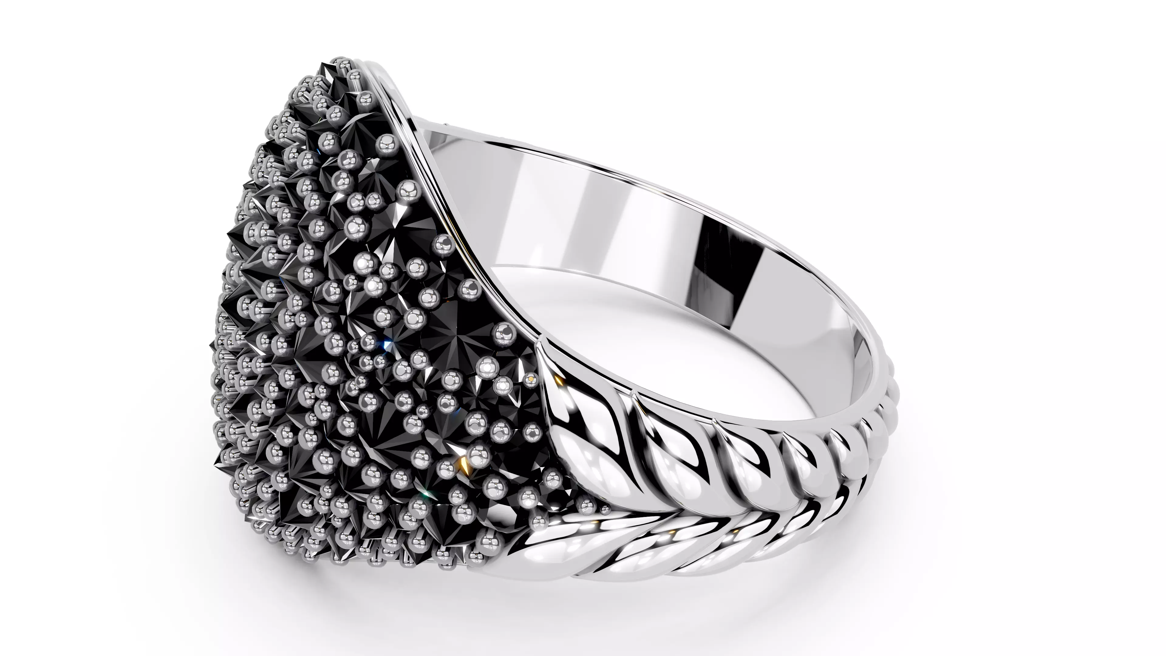 Reverse Set Pave Pinky Ring 3D print model_3