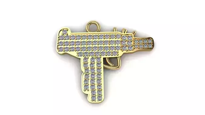 MINI UZI PENDANT with  stones 3D print model