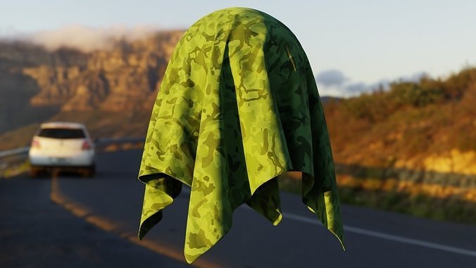 Realistic Procedural Green Camo Fabric Shader Texture