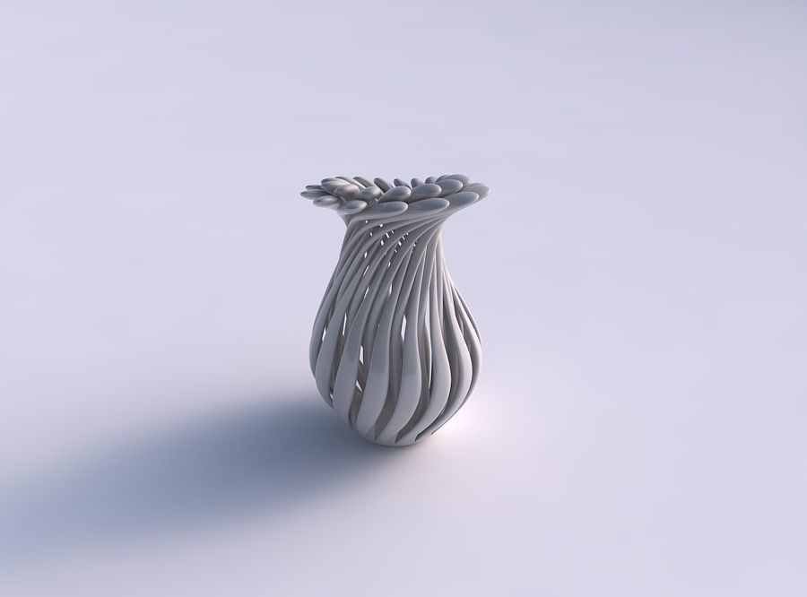 Vase small curved twisted with muscle structure and soft tips... 3D print model_0