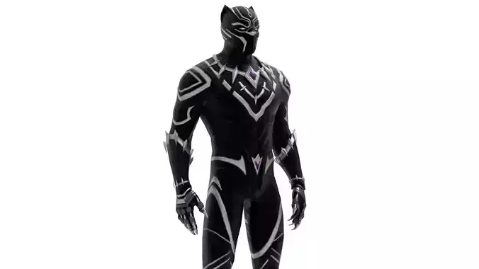 Black Panther Hero 3D Model Futuristic Tribal Superhero Design Low-poly 3D model