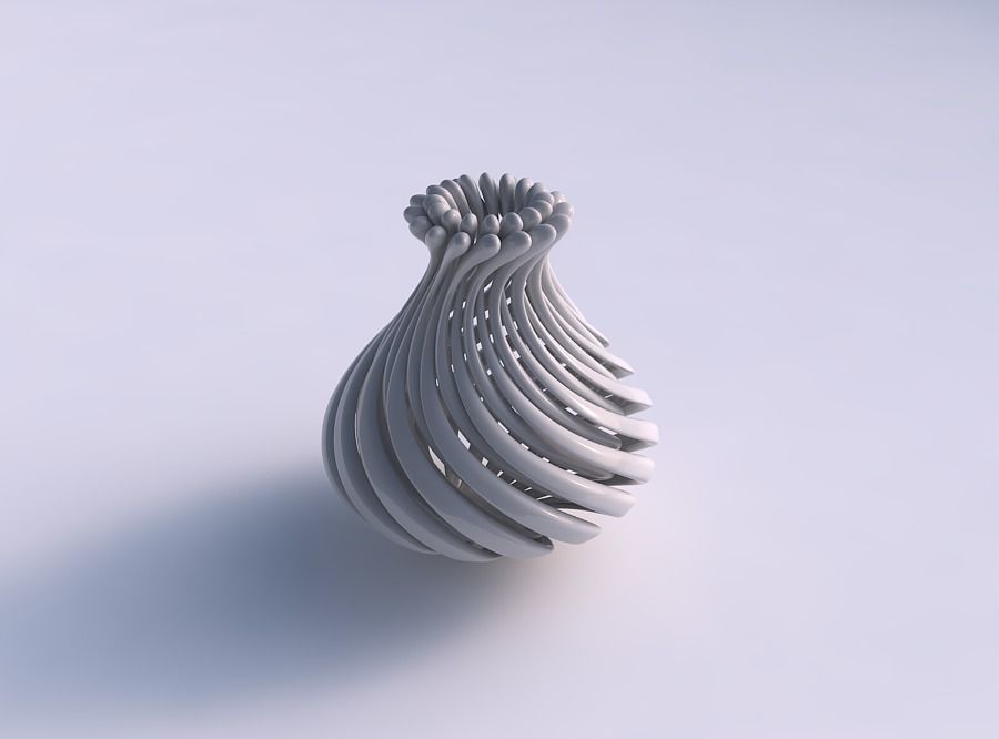 Vase small curved twisted with muscle structure and soft tips... 3D print model_0