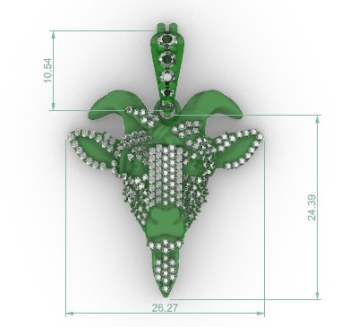 Goat pendant with gems 3D print model_13