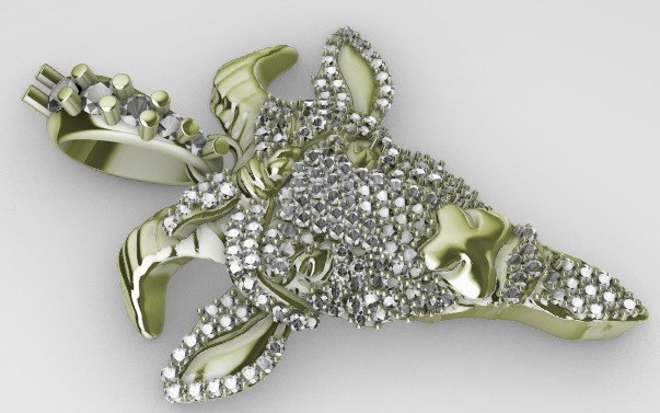 Goat pendant with gems 3D print model_2