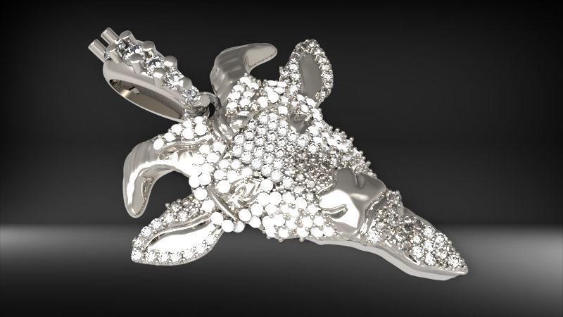 Goat pendant with gems 3D print model_10