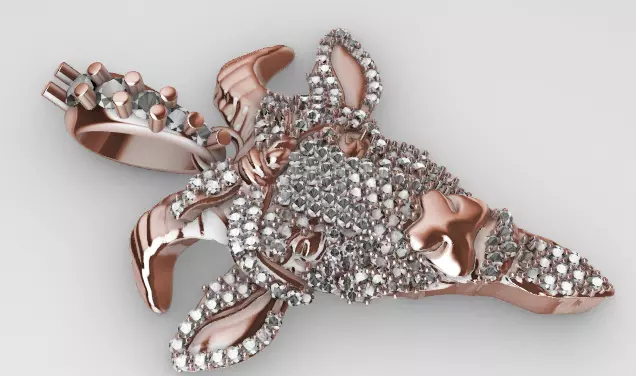 Goat pendant with gems 3D print model_0