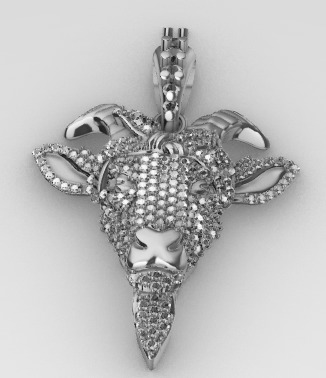 Goat pendant with gems 3D print model_6