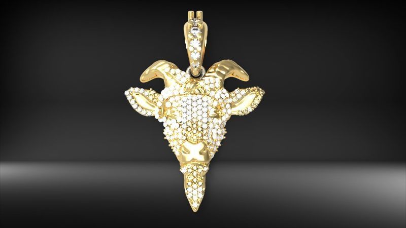 Goat pendant with gems 3D print model_7