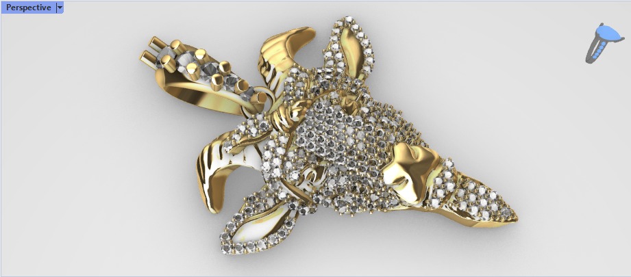 Goat pendant with gems 3D print model_1