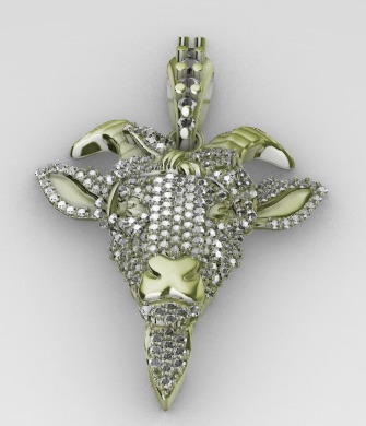 Goat pendant with gems 3D print model_3