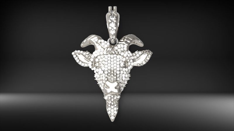 Goat pendant with gems 3D print model_9