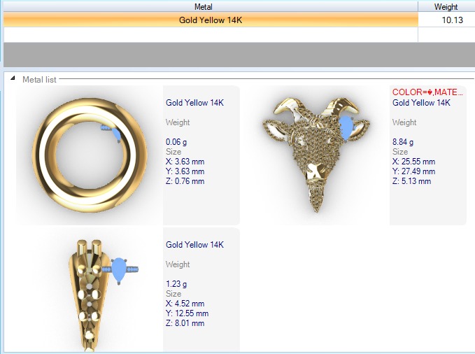 Goat pendant with gems 3D print model_11