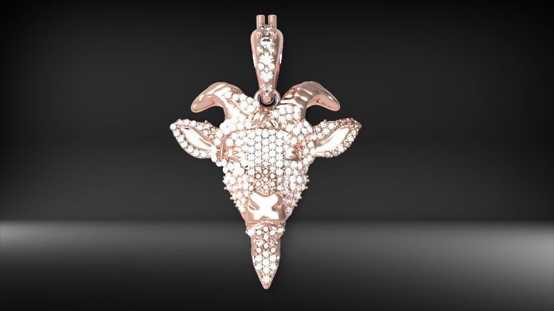 Goat pendant with gems 3D print model_8