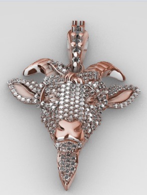 Goat pendant with gems 3D print model_5