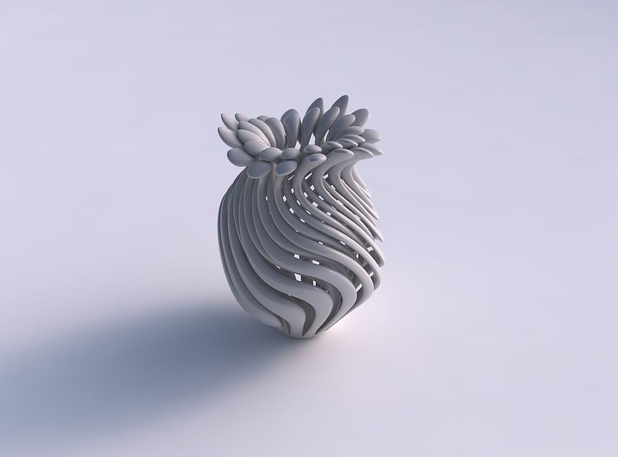 Vase small curved twisted with muscle structure and soft tips... 3D print model_0