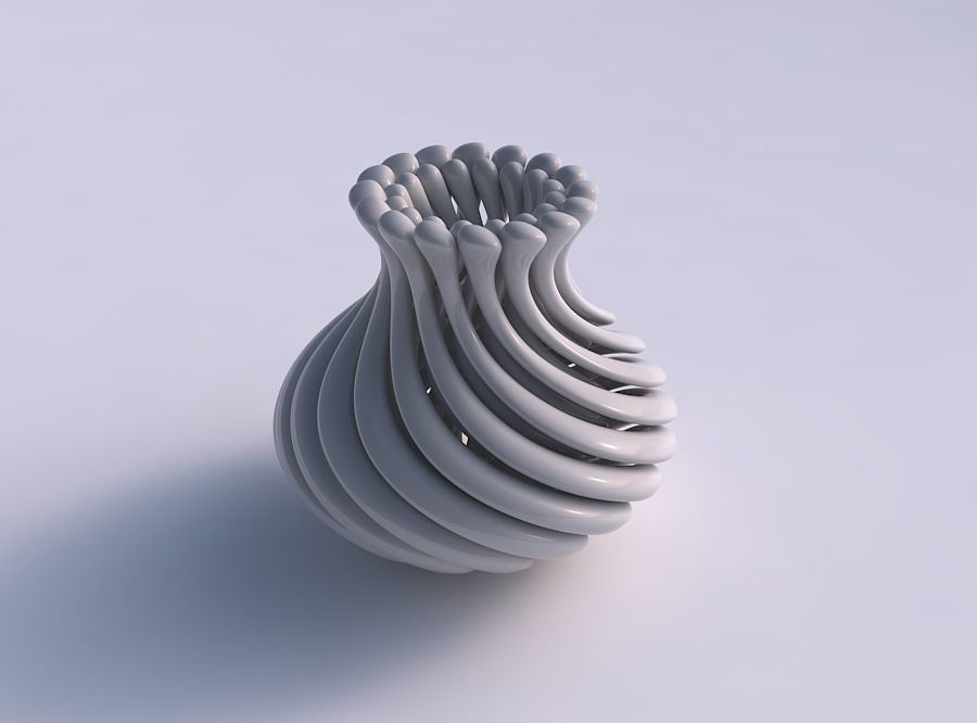 Vase small curved twisted with thick muscle structure and sof... 3D print model_0