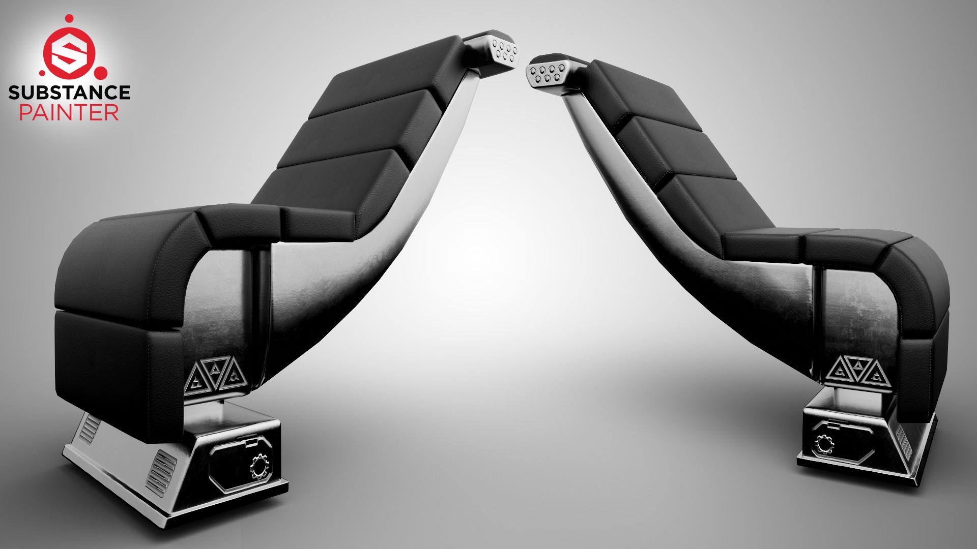 Seat Sci-Fi game-ready Low-poly 3D model_3