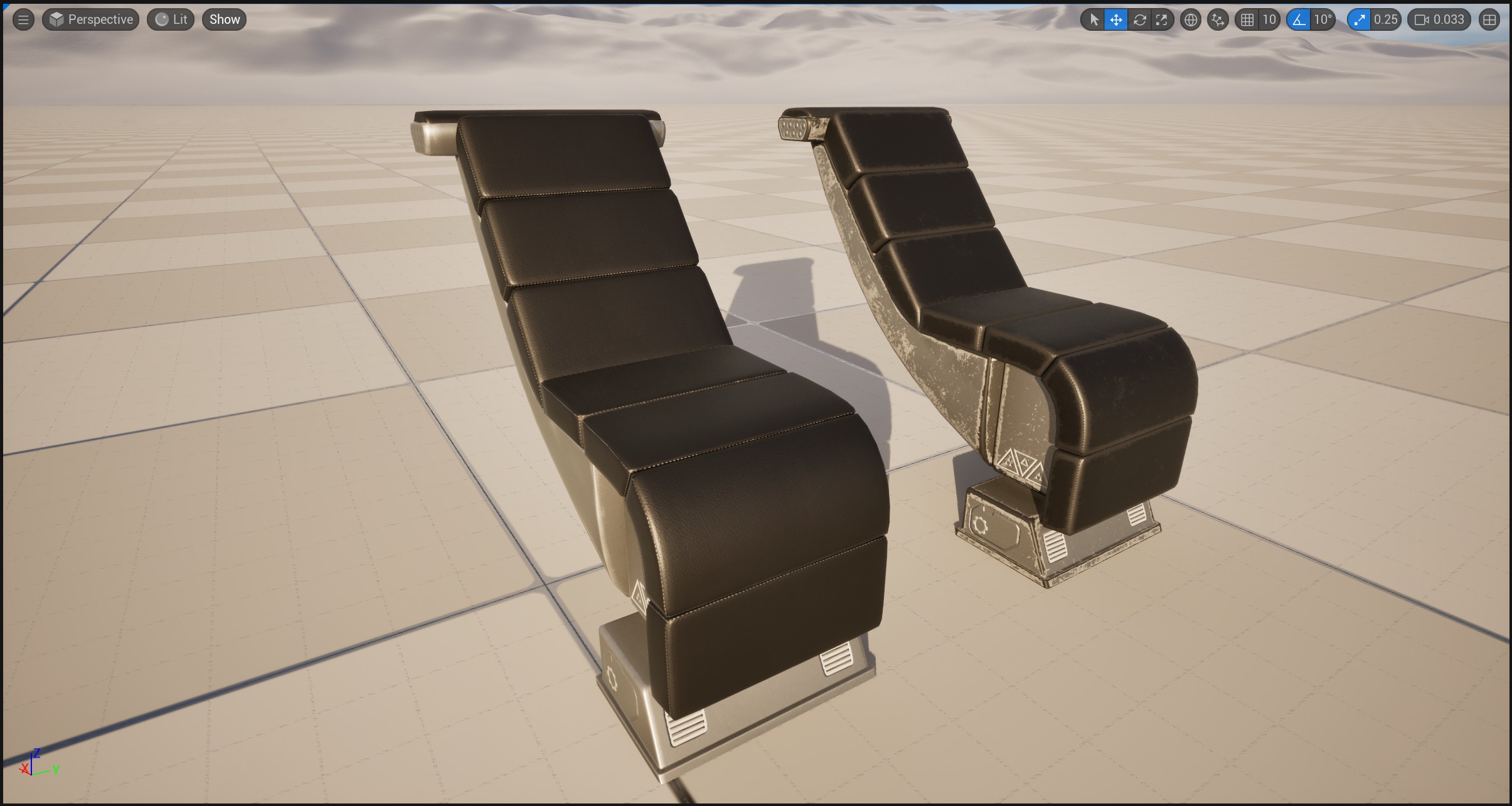 Seat Sci-Fi game-ready Low-poly 3D model_12