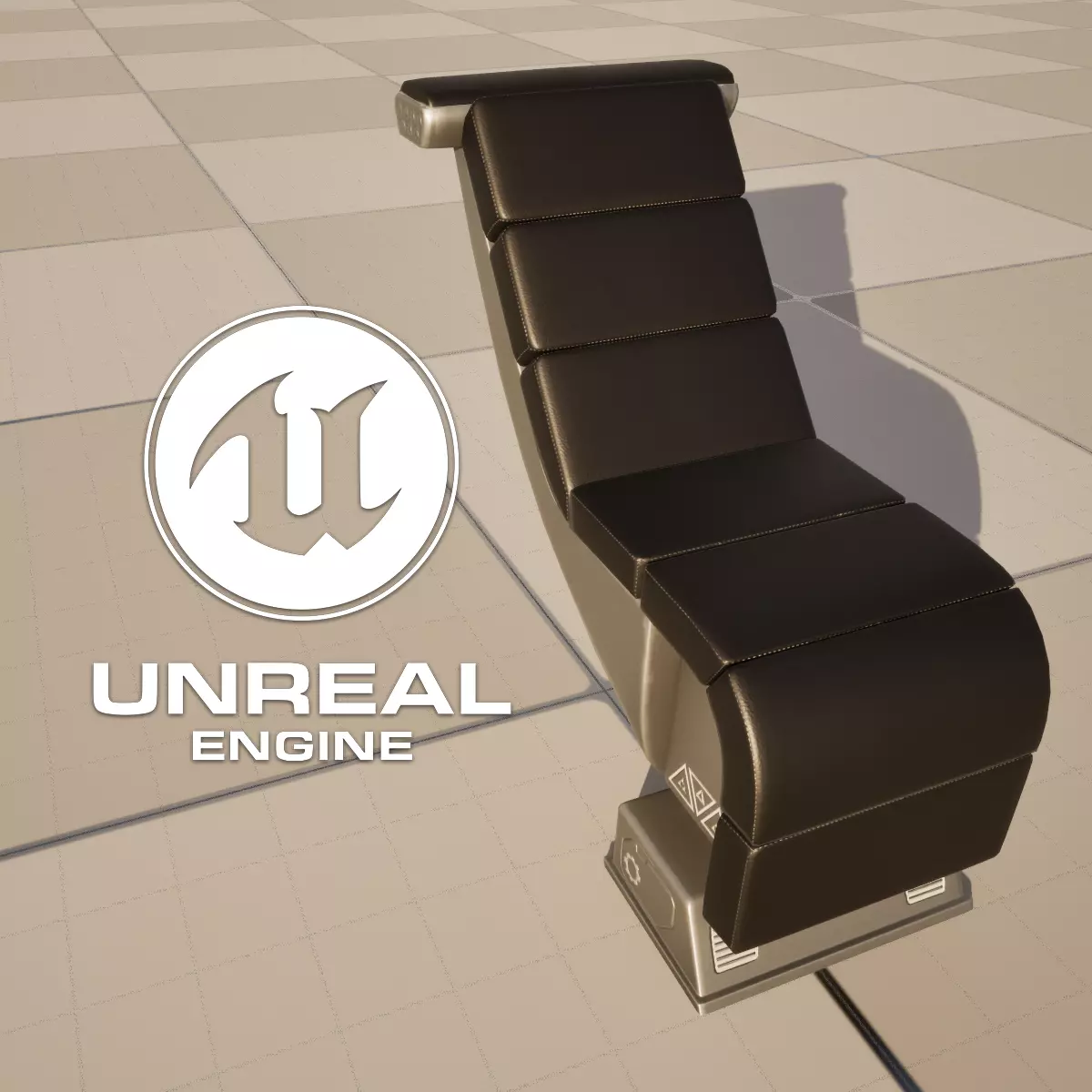 Seat Sci-Fi game-ready Low-poly 3D model_0