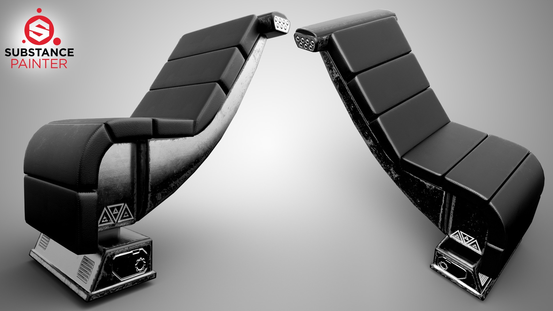 Seat Sci-Fi game-ready Low-poly 3D model_6