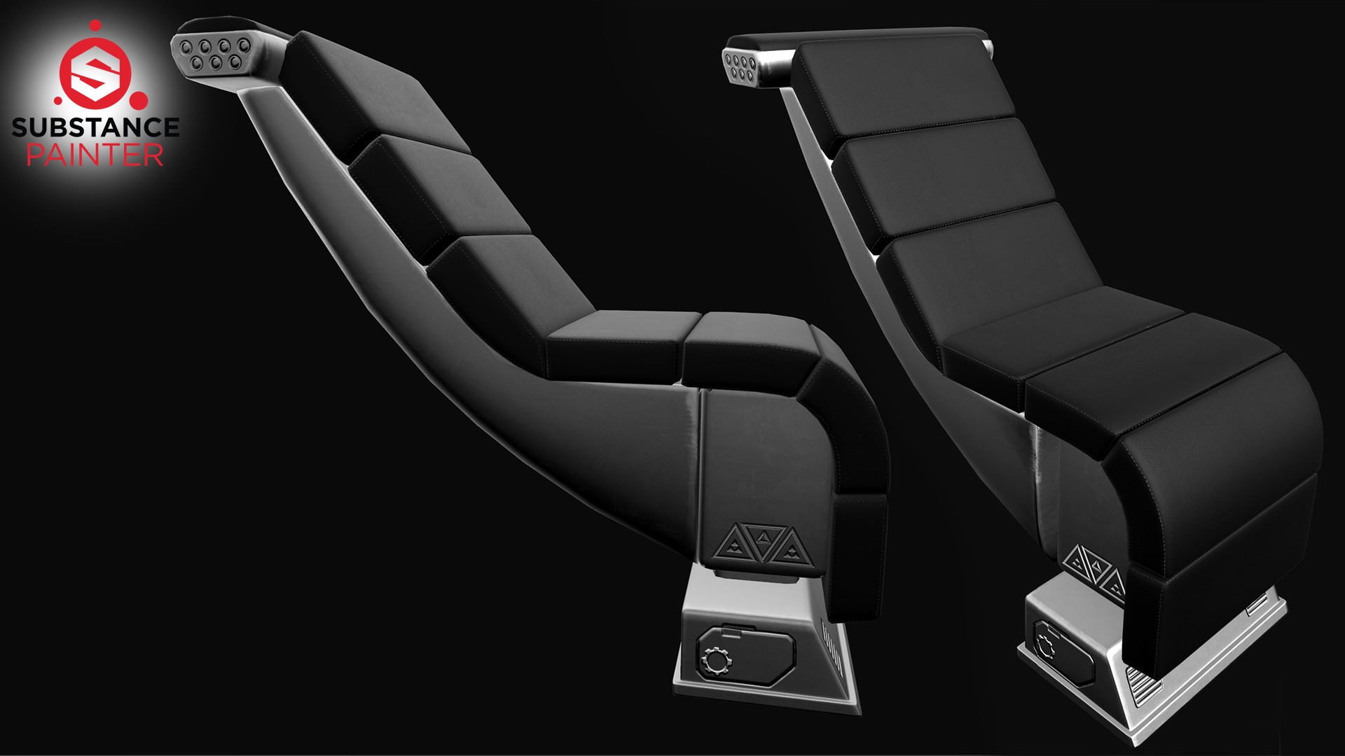 Seat Sci-Fi game-ready Low-poly 3D model_4