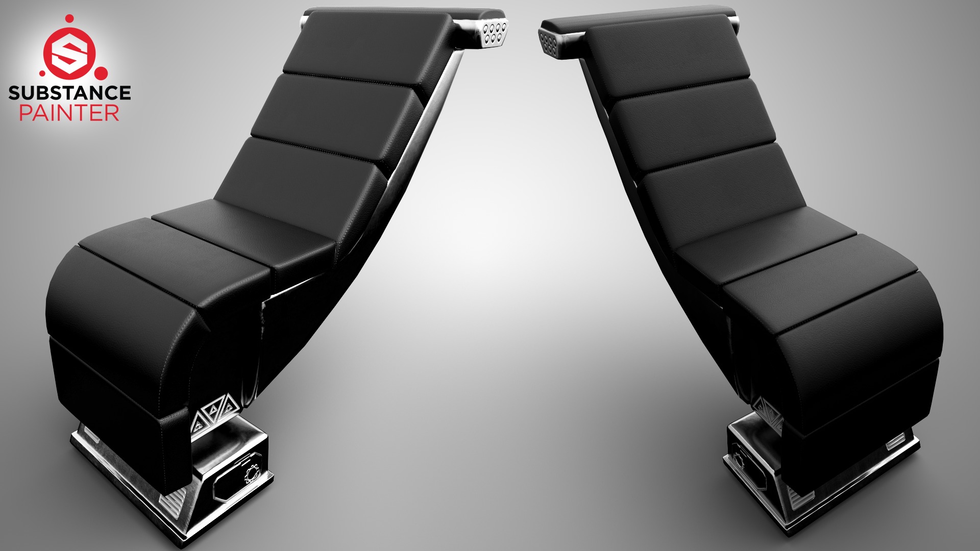 Seat Sci-Fi game-ready Low-poly 3D model_1