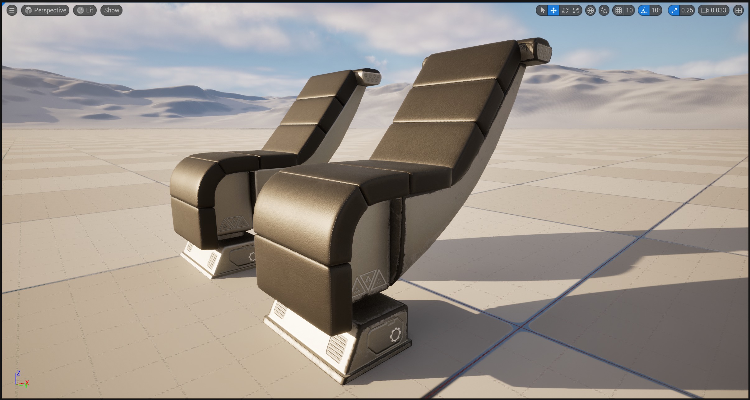 Seat Sci-Fi game-ready Low-poly 3D model_15