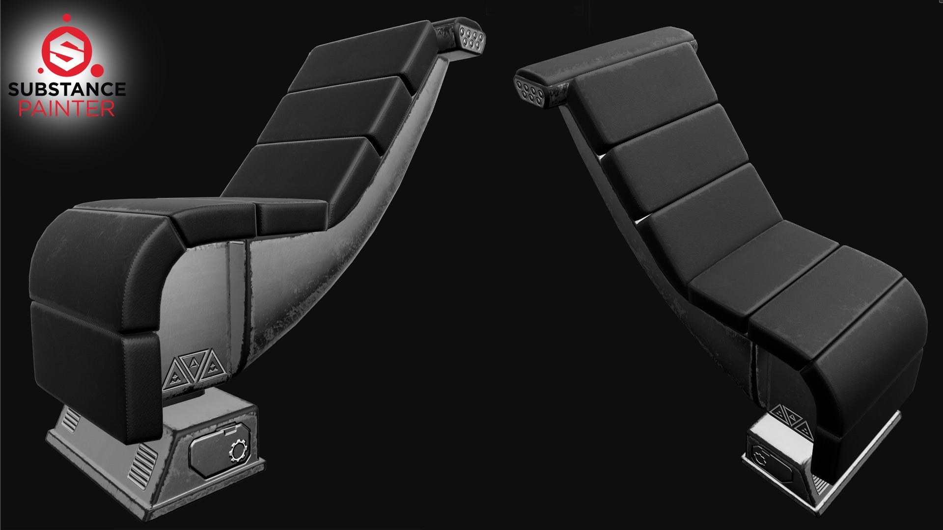 Seat Sci-Fi game-ready Low-poly 3D model_9