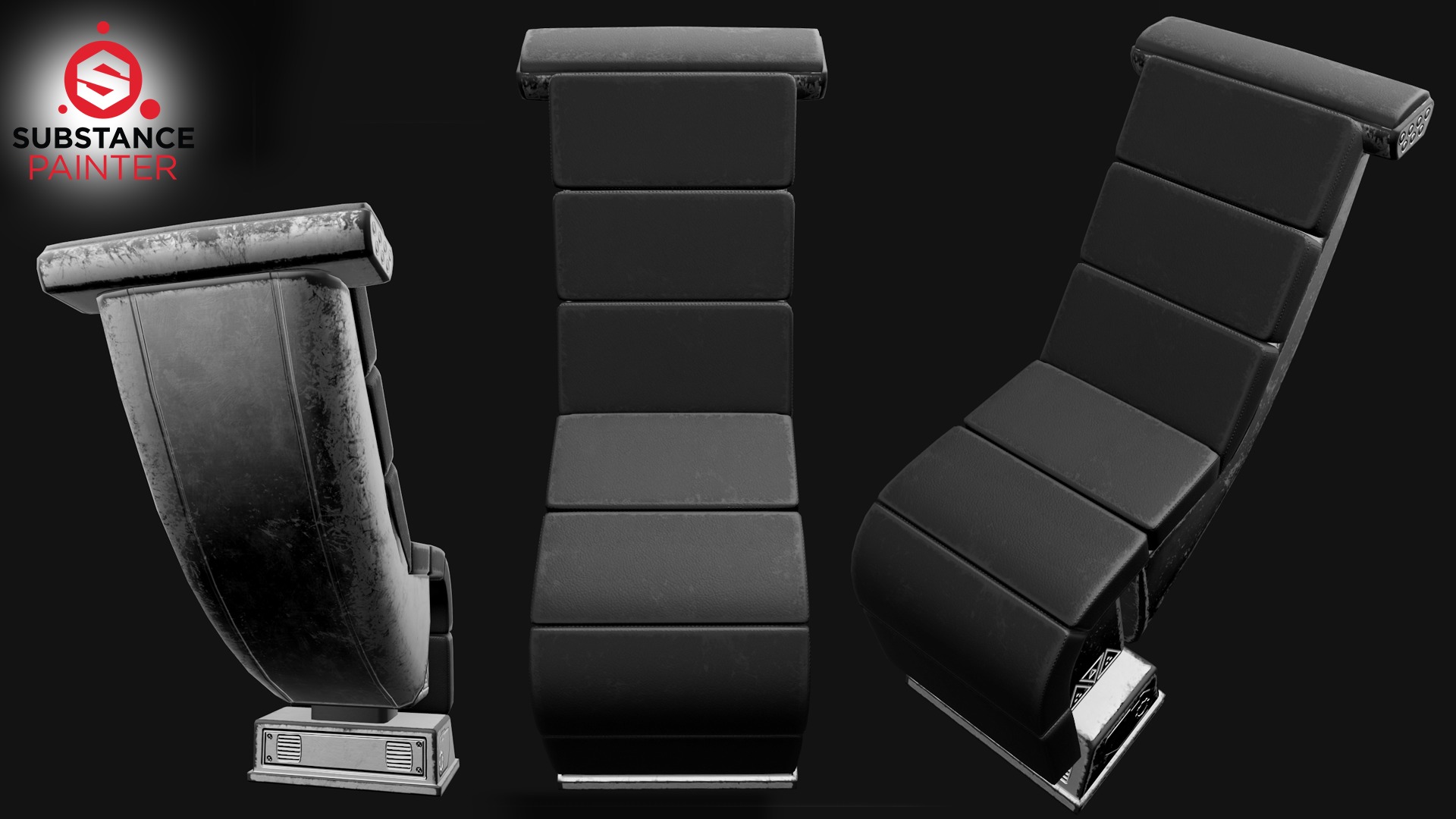 Seat Sci-Fi game-ready Low-poly 3D model_10