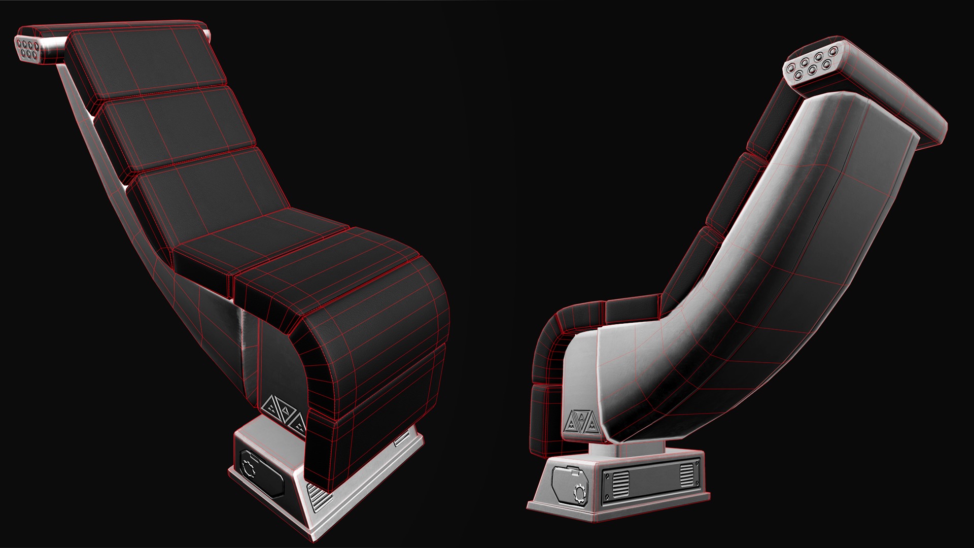 Seat Sci-Fi game-ready Low-poly 3D model_11