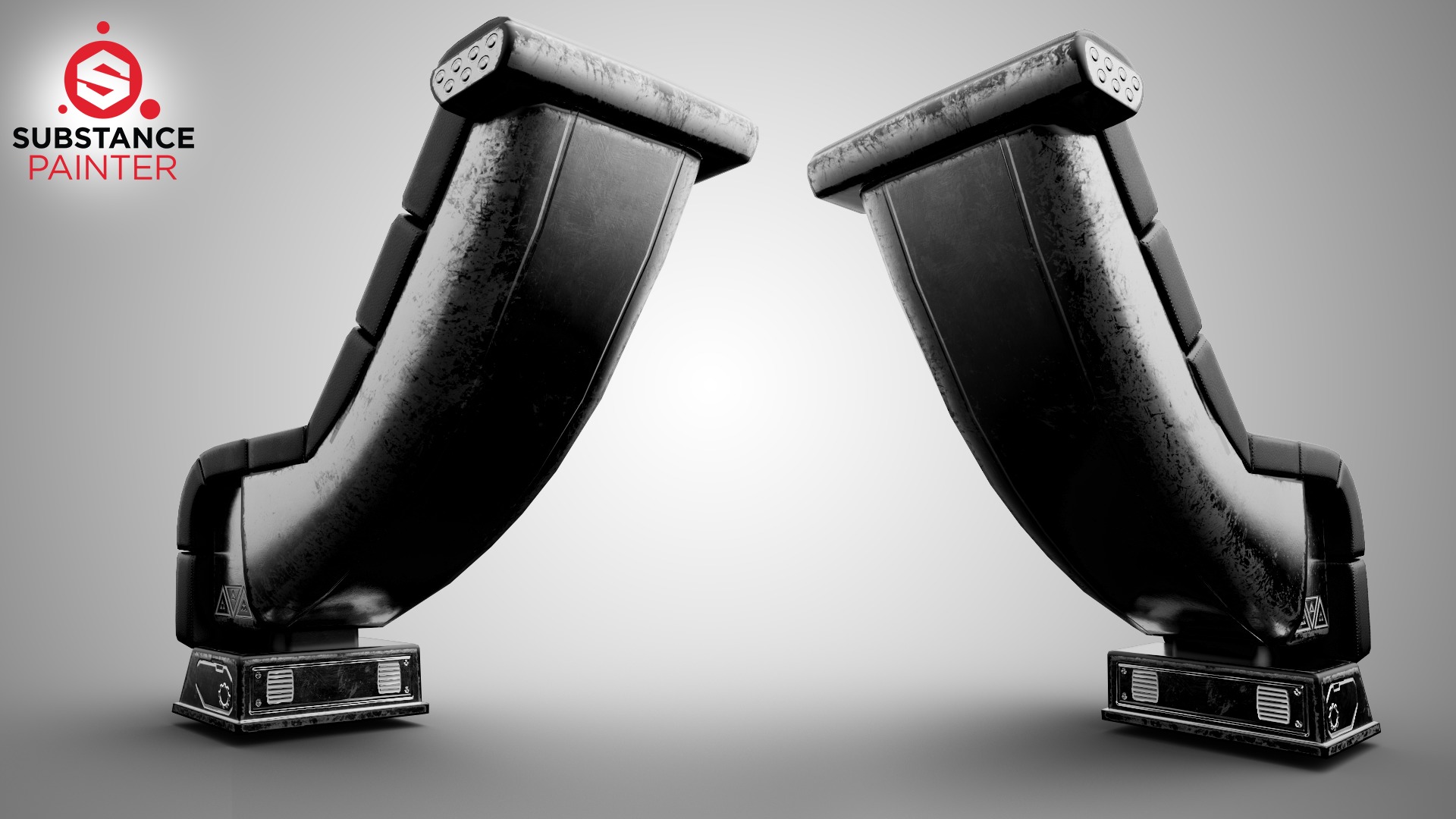 Seat Sci-Fi game-ready Low-poly 3D model_7