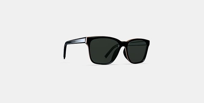 Barkley Low Bridge Fit Sunglasses in Black Matte Eclipse Low-poly 3D model