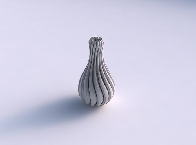 Vase small curved twisted with beveled muscle structure and s... 3D print model