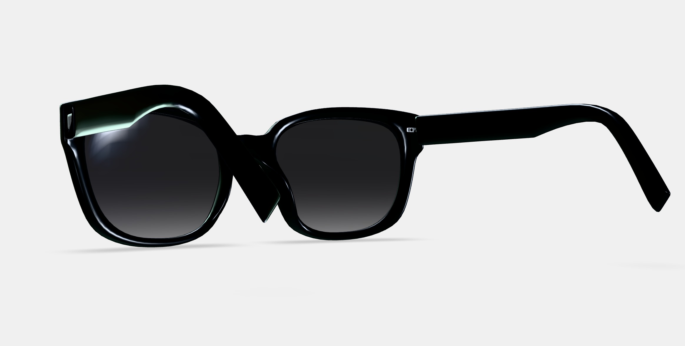 Aubrey Low Bridge Fit Sunglasses in Jet Black Low-poly 3D model_3