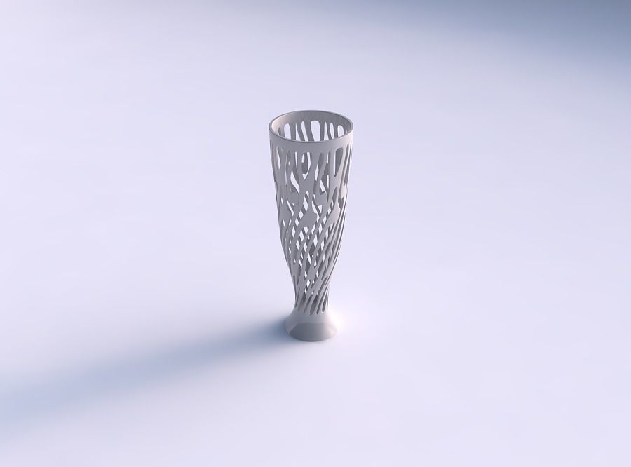 Vase squeezed bottom with twisted smooth cuts widened top 3D print model_0