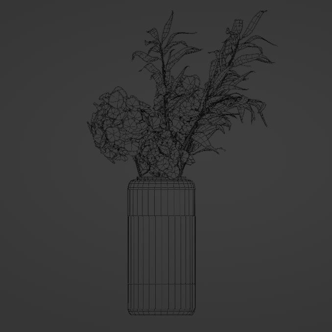 HYDRANGEA Bouquet with Eucalyptus Low-poly 3D model_6