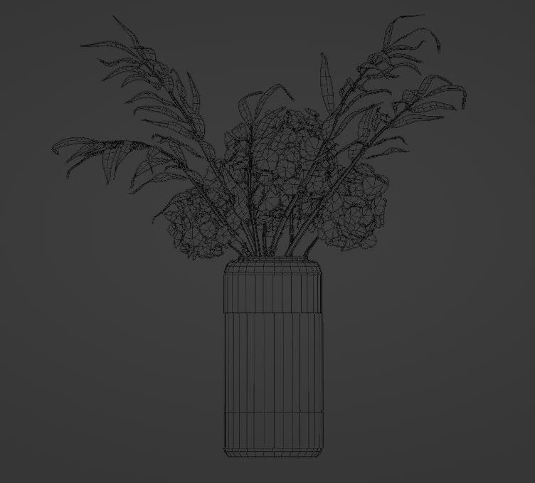 HYDRANGEA Bouquet with Eucalyptus Low-poly 3D model_7