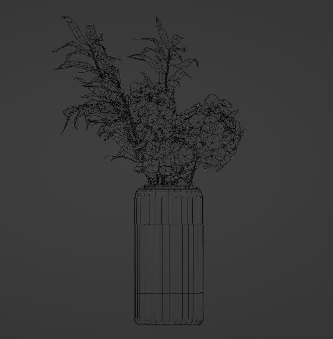 HYDRANGEA Bouquet with Eucalyptus Low-poly 3D model_8