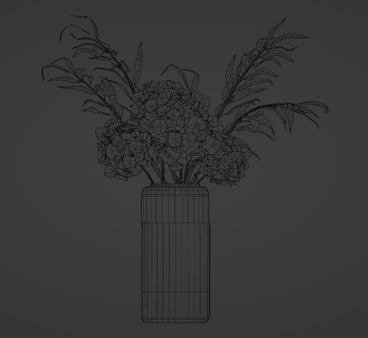 HYDRANGEA Bouquet with Eucalyptus Low-poly 3D model_5