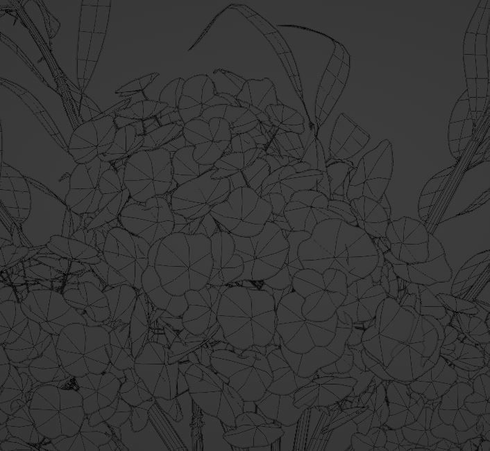 HYDRANGEA Bouquet with Eucalyptus Low-poly 3D model_9