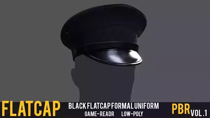 Black Flat Cap 3D Model  Customizable Template for Logos  Low-poly 3D model