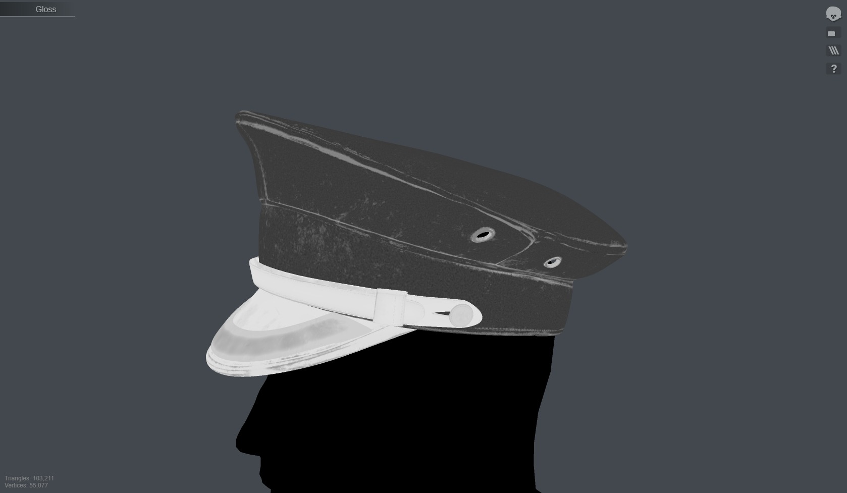 SILVER black Flat Cap 3D Model  High-Quality PBR Textures Low-poly 3D model_14