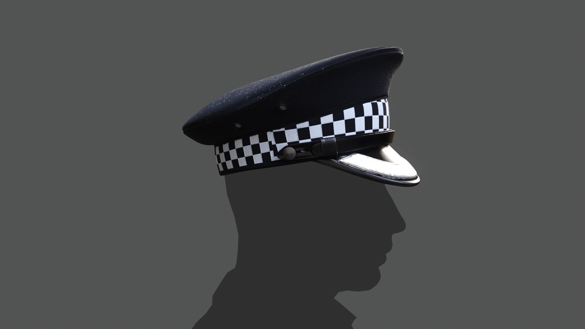 SILVER black Flat Cap 3D Model  High-Quality PBR Textures Low-poly 3D model_9