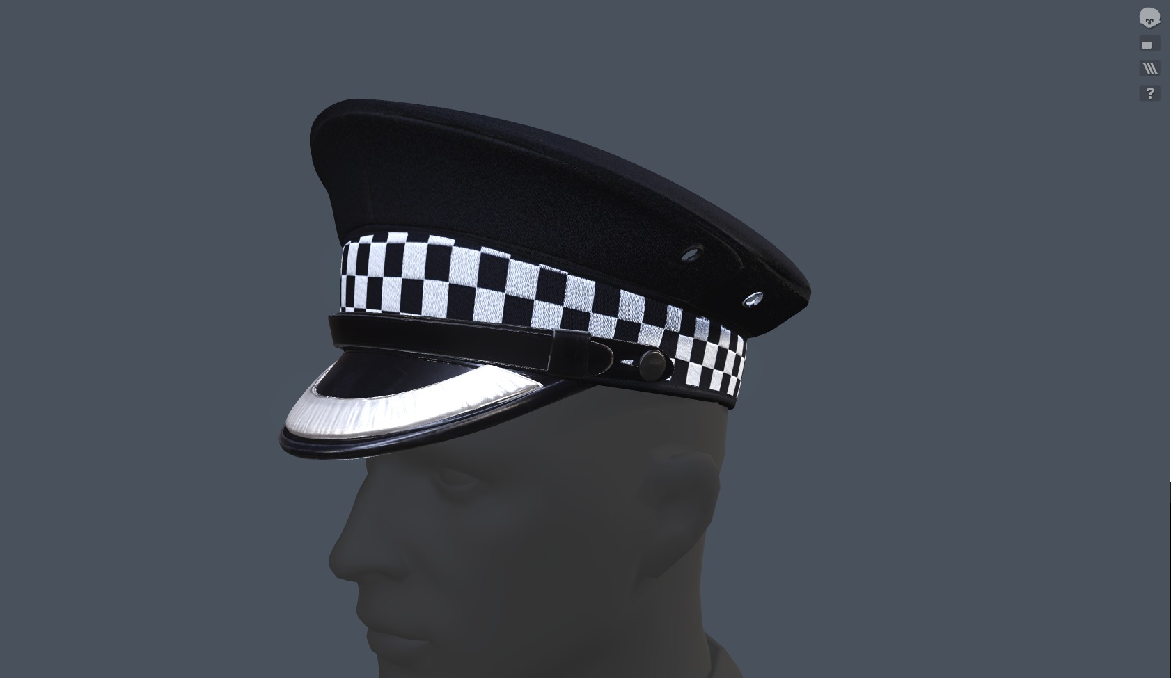 SILVER black Flat Cap 3D Model  High-Quality PBR Textures Low-poly 3D model_24