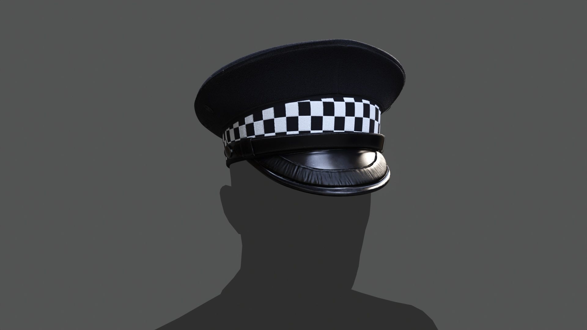 SILVER black Flat Cap 3D Model  High-Quality PBR Textures Low-poly 3D model_3