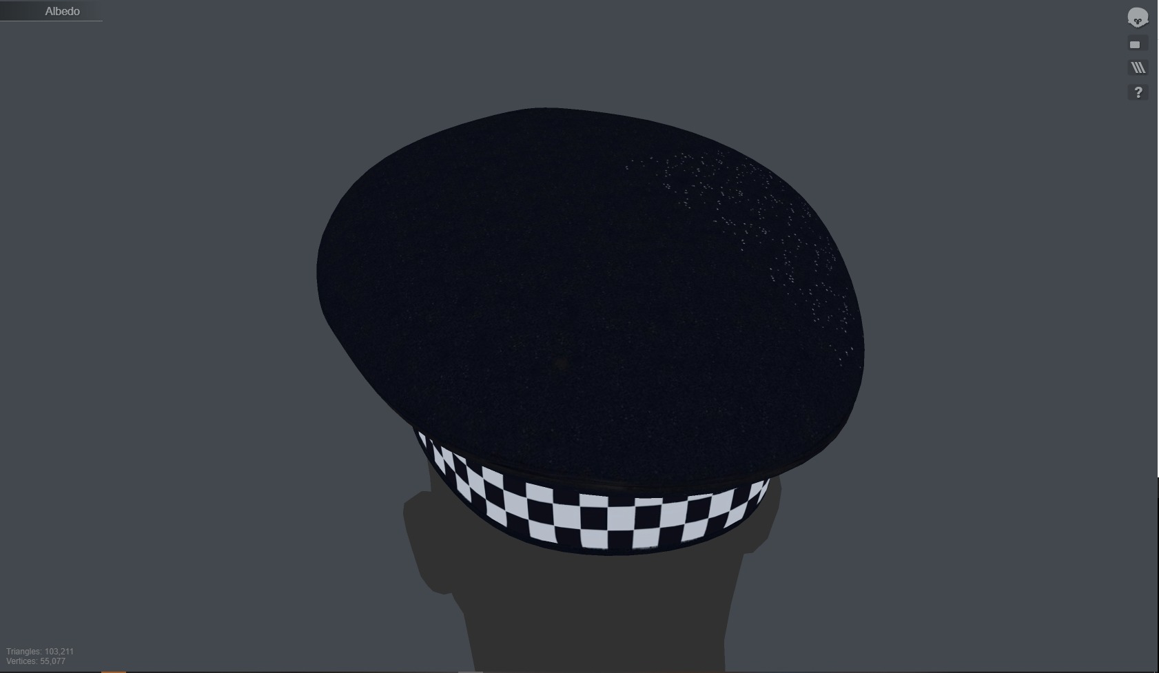 SILVER black Flat Cap 3D Model  High-Quality PBR Textures Low-poly 3D model_25